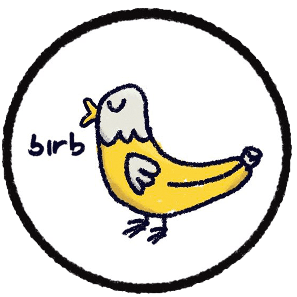 A hand-drawn yellow Birb mascot